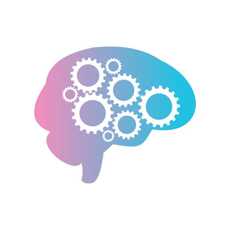 A vector illustration for supporting developmental health logo with brain and gear symbolのイラスト素材