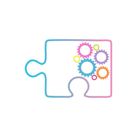 A vector illustration of puzzle and gear symbol for supporting developmental health logoのイラスト素材