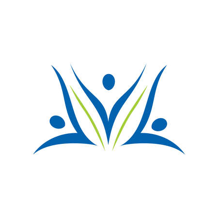 A vector illustration of swoosh people with grass and leaf symbolのイラスト素材