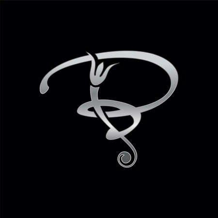 A vector Illustration of Initial sign a cursive letter B in silver color with white backgroundのイラスト素材