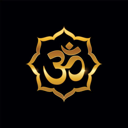 A vector illustration of golden ohm and lotus symbol signのイラスト素材