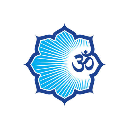 A vector illustration of Ohm and lotus flower symbol signのイラスト素材