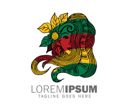 A vector illustration of young woman beauty and leaf logo signのイラスト素材