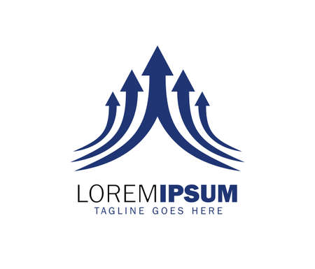 A vector illustration of an arrow upward logo sign in blue colorのイラスト素材