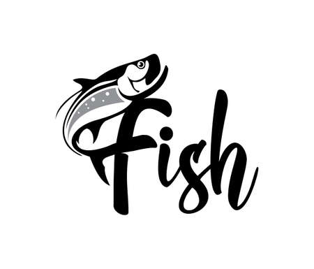 A vector illustration of Fish word mark logo signのイラスト素材