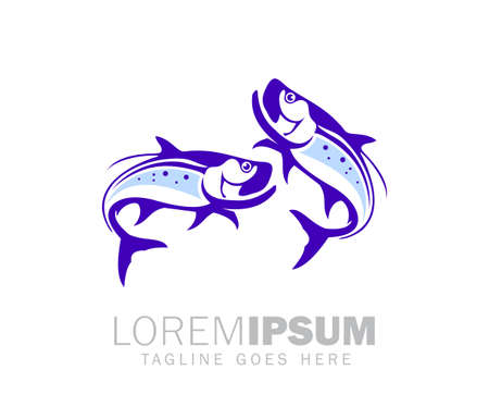 A vector illustration of two fish side by side logo signのイラスト素材