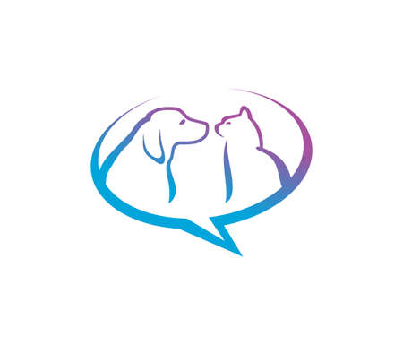 A vector illustration of Cat and Dog for bubble chat logo signのイラスト素材