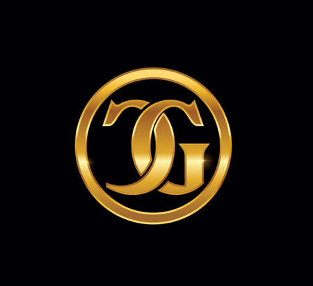 A vector illustration of Golden GC monogram Initial letter Logo in black backgroundのイラスト素材