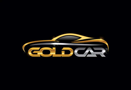A vector illustration of Golden and Silver Car Logo Signのイラスト素材
