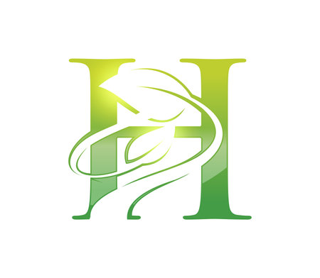 A Vcetor Illustration of Leaf Monogram Initial Letter H in white backgroundのイラスト素材