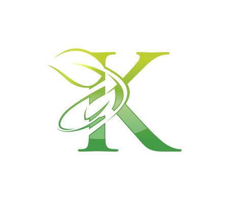 A Vector Illustration of Green Leaf Monogram Initial Letter Kのイラスト素材