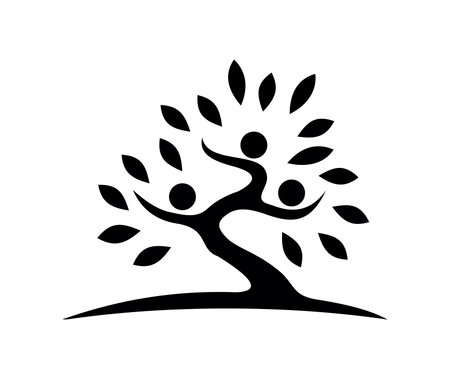 A Vector Illustration of Black on White People Treeのイラスト素材