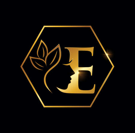A Vector Illustration of Golden Beauty Initial Letter Eのイラスト素材
