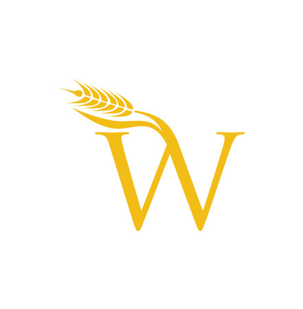 A Vector Illustration logo of Wheat Grain Initial Letter Wのイラスト素材