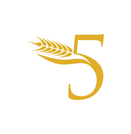 A vector Illustration of Wheat Grain Initial Number 5のイラスト素材