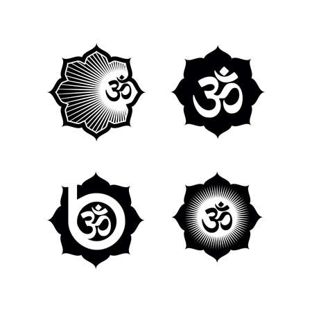 A set of Om Symbol Logo Sign vector Illustrationのイラスト素材