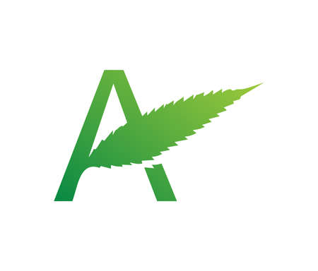 A vector Illustration of Monogram Initial Medicine cannabis leaf letter Aのイラスト素材