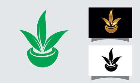 A vector Illustration of Leaf and Pot Vector Sign Illustrationのイラスト素材