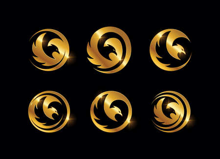 A Vector Illustration of Golden Circle Eagle Vector Sign