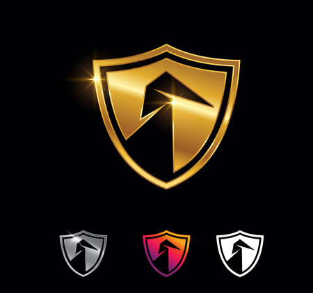 A Vector Set Illustration of Golden Shield Vector Signのイラスト素材