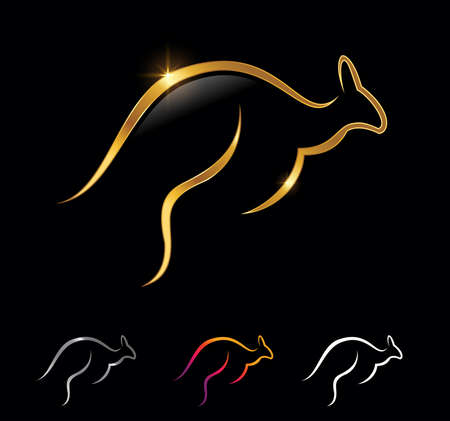 A vector Illustration set of Golden Kangaroo Vector Signのイラスト素材