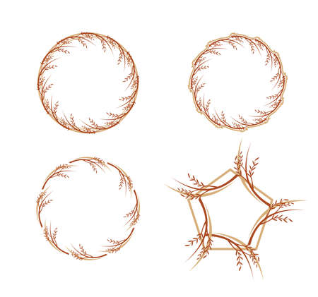 A vector Illustration set of Natural Leaf Frame Vector Signのイラスト素材