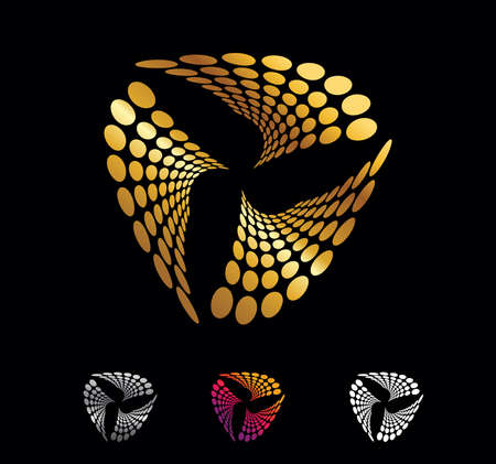 A Vector Illustration set of Golden circle and spiral dots vector signのイラスト素材