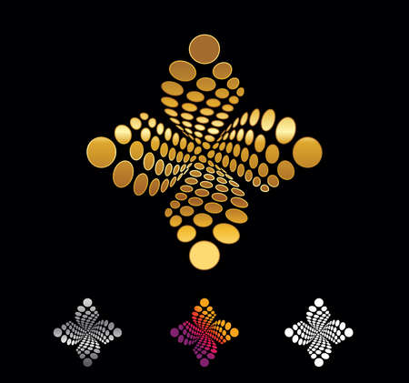 A Vector Illustration set of Golden circle and spiral dots vector signのイラスト素材