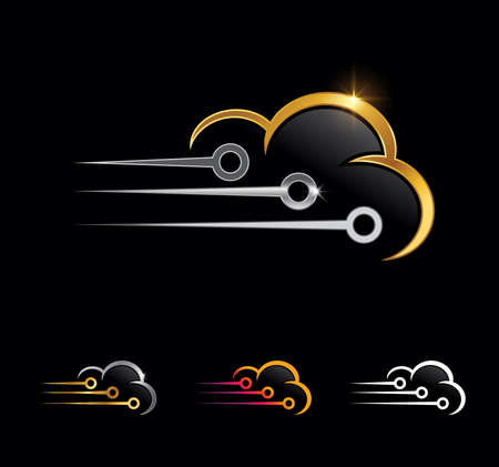 A vector Illustration set of Gold and silver cloud vector signのイラスト素材