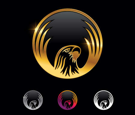 A vector Illustration set of Golden Eagle Circle Vector Signのイラスト素材