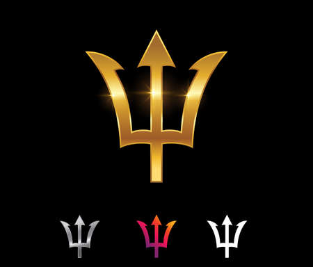 A vector illustration vector set of Golden Trident Vector Sign