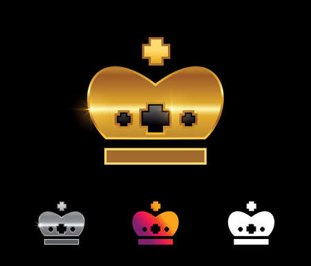 Set of Golden Crown Sign with Gold Shine Effectのイラスト素材