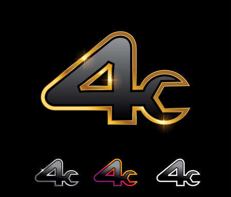 A vector illustyration set of Golden Mechanic Monogram Logo Number 4のイラスト素材