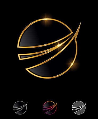 A Vector Illustration of Golden Business Finance Premium Company Logo in black background with gold shine effect fro luxury and royal logoのイラスト素材
