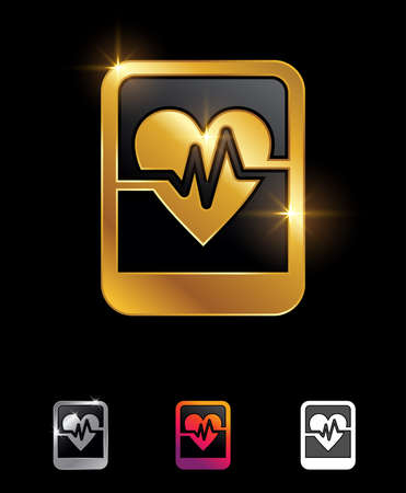 A vector illustration set of Golden Medical Health Monitor Vector Signのイラスト素材