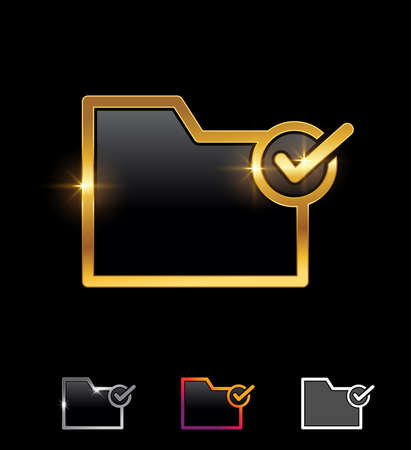 A vector illustration set of Golden Verified Folder Signのイラスト素材