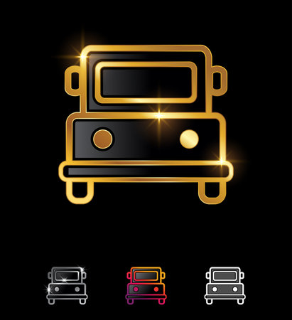 A vector Illustration set of Golden Outline Car Logo Signのイラスト素材