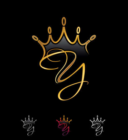A Vector Illustration set of Golden Crown Monogram Initial Letter Yのイラスト素材