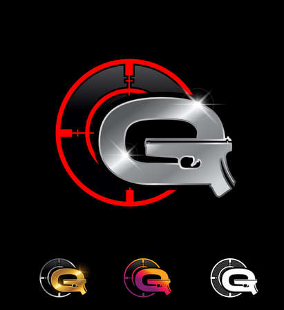 A vector Illustration set of Gun Monogram Logo Initial Letter Qのイラスト素材