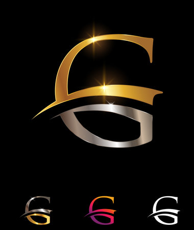 A vector illustration of Gold and Chrome Monogram Letter Gのイラスト素材