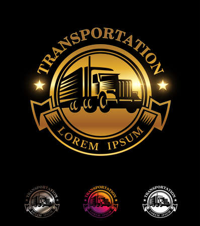 A vector Illustration set of Golden Circle Truck Logo Signのイラスト素材