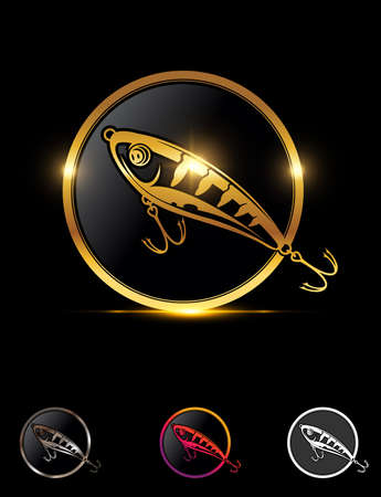 A vector Illustration set of Golden Fishing Circle Logo Signのイラスト素材