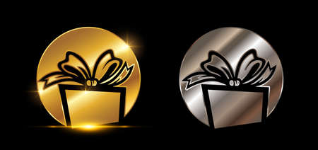 A vector illustration set of Golden and Silver Surprise Box Vector Signのイラスト素材