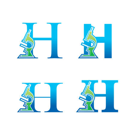 A Vector Illustration set of Medical Laboratory Monogram Logo Letter Hのイラスト素材
