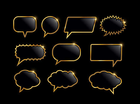 A vector Illustration set of Golden Bubble Chat Iconのイラスト素材