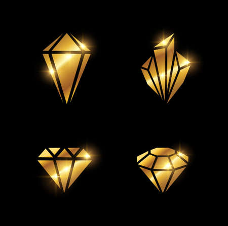 A Vector Illustration set of Golden Diamond Shape Vector Signのイラスト素材