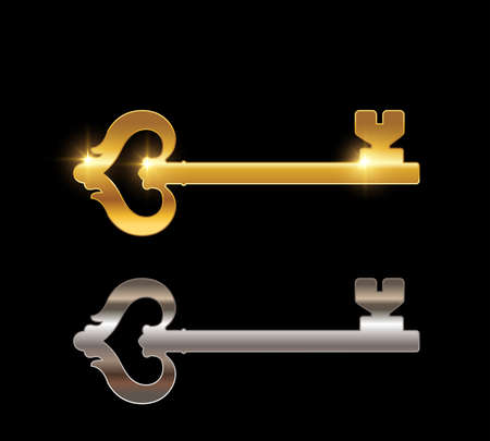 A Vector Illustration set of Gold and Chrome Key Vector Sign