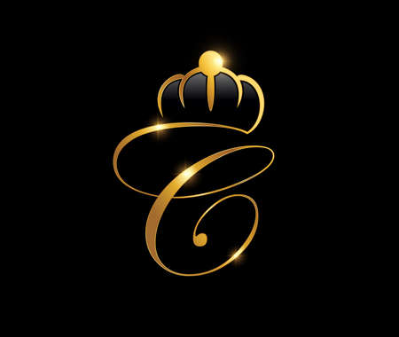 A vector illustration of Golden Crown Monogram Initial Letter Cのイラスト素材