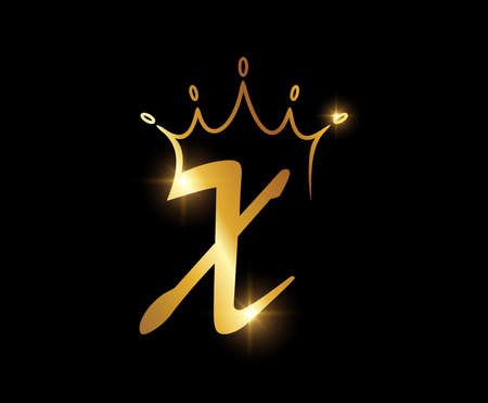 A vector illustration of Golden crown Monogram Logo Initial Letter Xのイラスト素材
