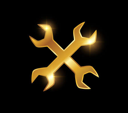 A vector Illustration of Golden Wrench Logo Vector Signのイラスト素材